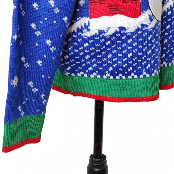 Jolly Sweaters Funny Light Up Ugly Christmas Sweater Snowman Attacks Snowman Lg - Picture 7 of 11